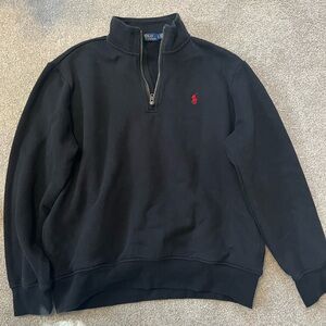 Ralph Lauren Black Zip-Up Sweater with Red Logo